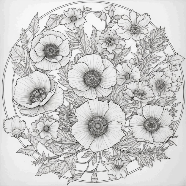 A drawing of anemones in a circle.