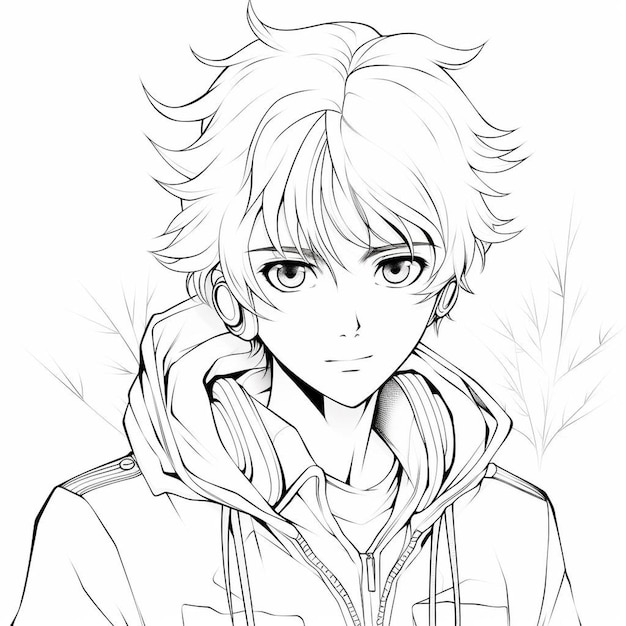 Premium AI Image a drawing of an anime character with a hoodie on it, drawn  anime 