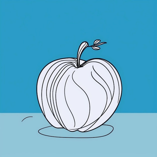 a drawing of a apple with a flower on it