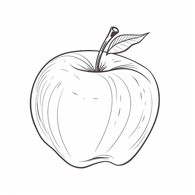 drawing of an apple with a leaf on top of it generative ai