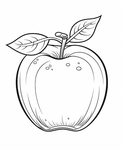 Photo a drawing of an apple with leaves on it