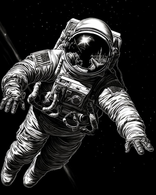 A drawing of an astronaut with the words " space " on the front.