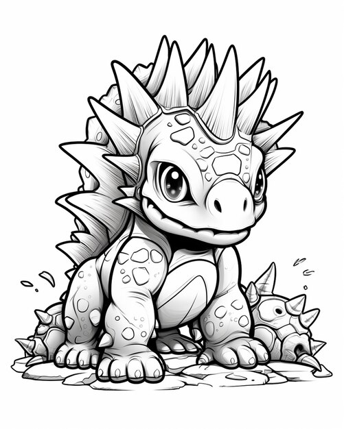 Photo a drawing of a baby dragon sitting next to a baby dragon generative ai