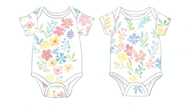 a drawing of a babys clothes with a floral pattern