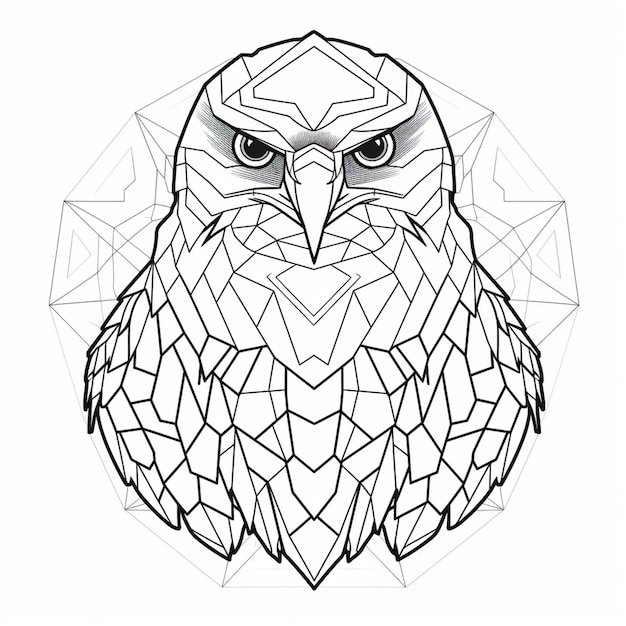 a drawing of a bald eagle with a geometric face generative ai