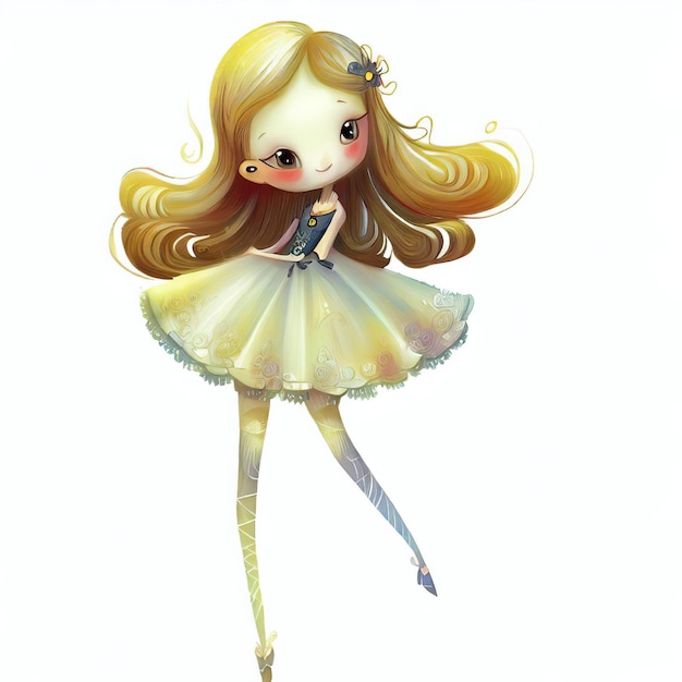 A drawing of a ballerina with a flower on her skirt.