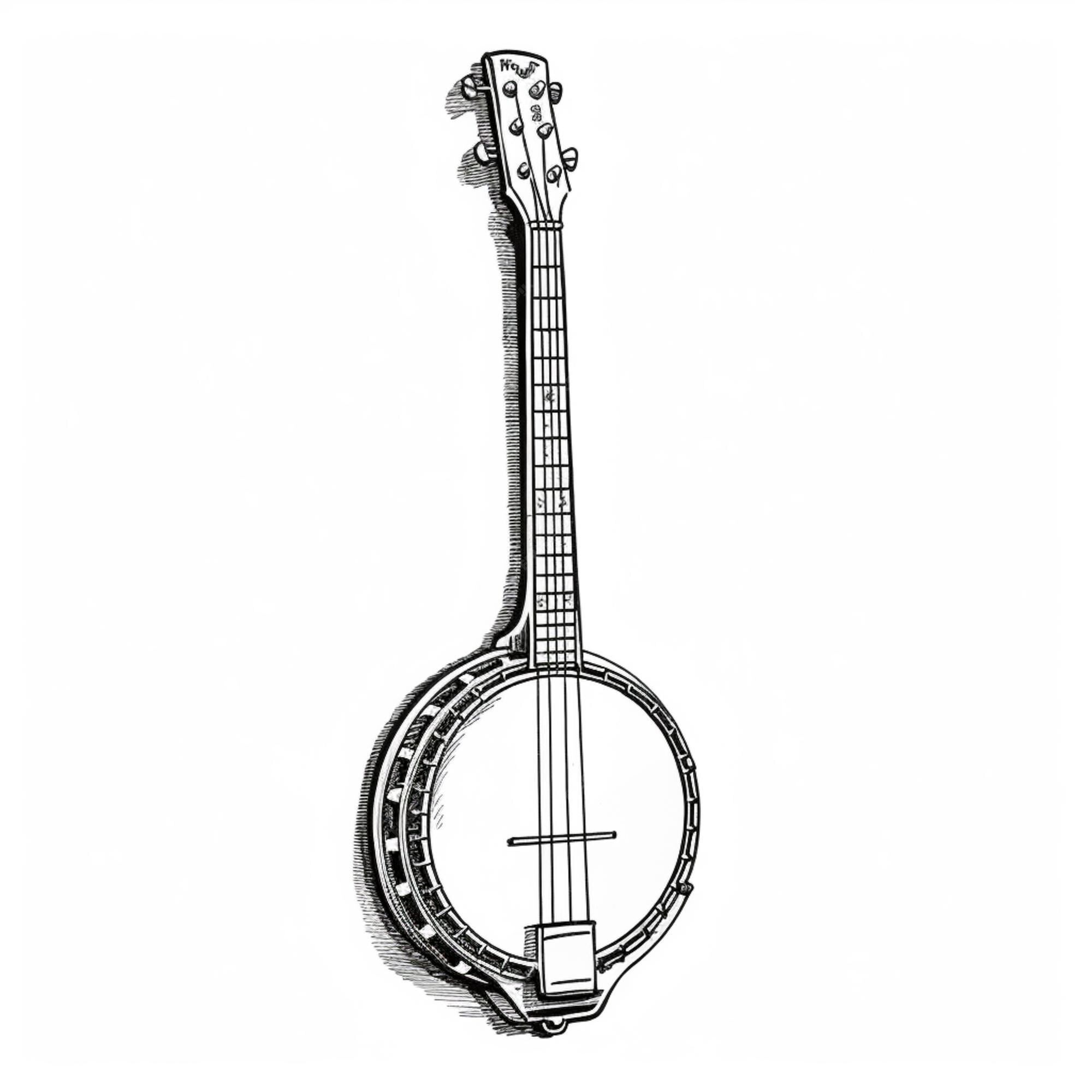 Premium AI Image a drawing of a banjo with a neck and a fretset