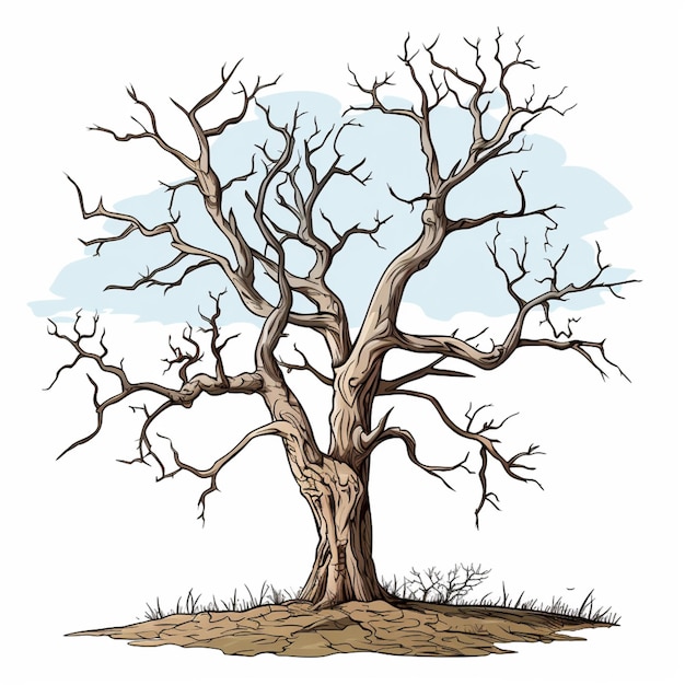 Photo a drawing of a bare tree with no leaves on it generative ai