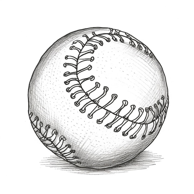 a drawing of a baseball ball with a stitching pattern on it generative ai