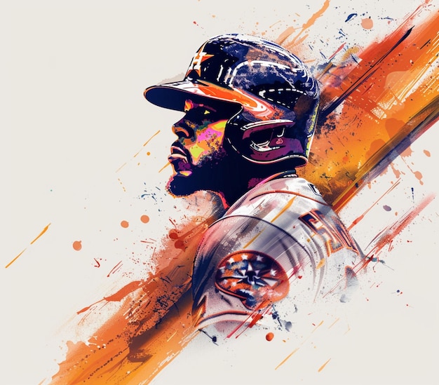 A drawing of a baseball player with a uniform on