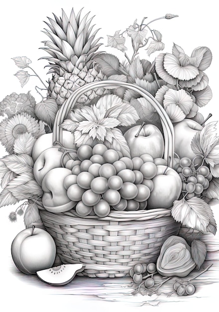 Transparent Basket Of Fruits And Vegetables Clipart - Simple Fruits Basket  Drawing, HD Png Download - kindpng