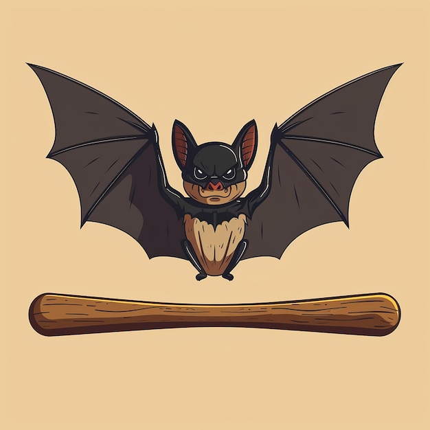 Photo a drawing of a bat with a wooden board that says bat