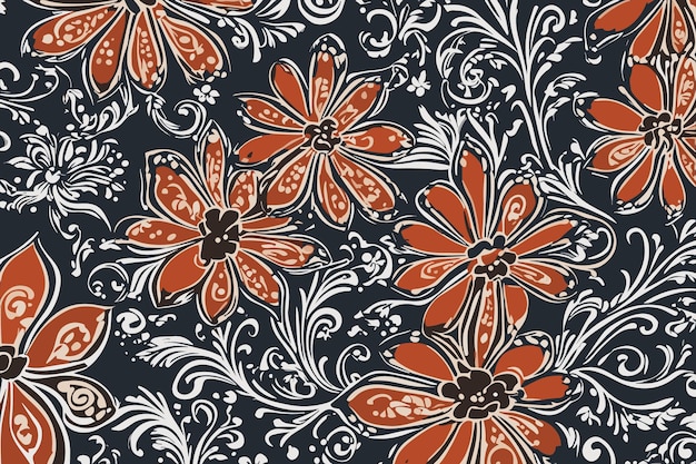 drawing batik floral flower pattern vector background texture