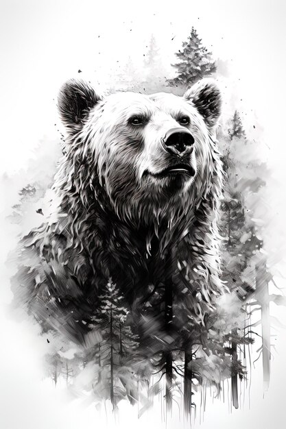 Photo a drawing of a bear that has a bear on it