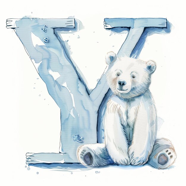 Photo a drawing of a bear with the letter w on it