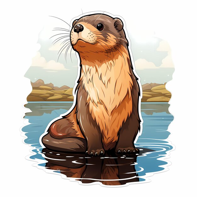 a drawing of a beaver in the water with the words otter on it.