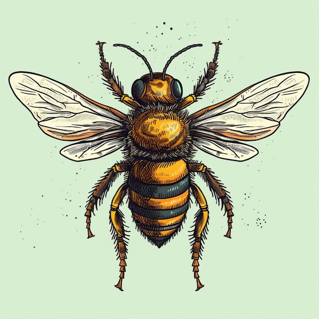 a drawing of a bee with a pair of goggles on its head generative ai