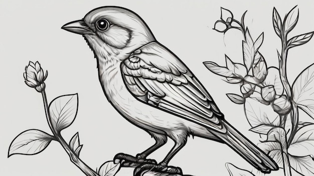 a drawing of a bird Bird Coloring pages for kids