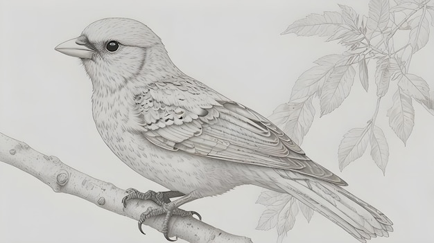 Photo a drawing of a bird on a branch
