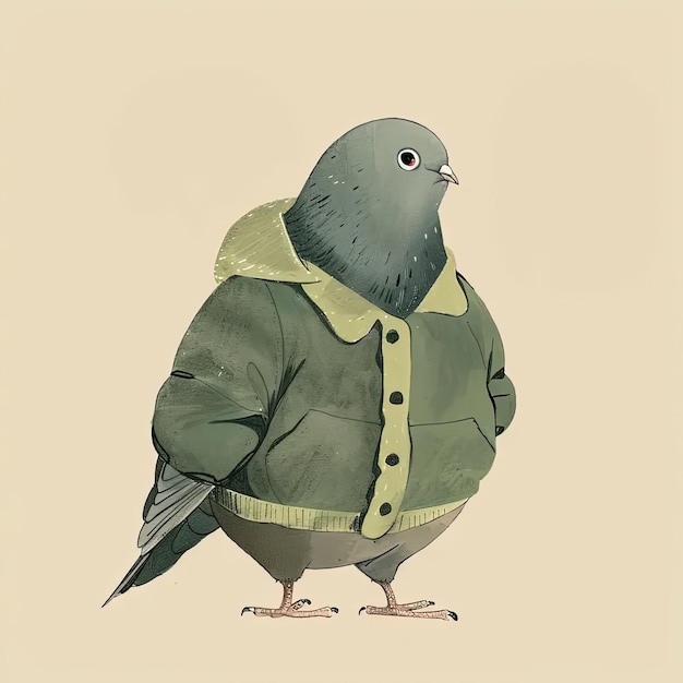 Photo a drawing of a bird wearing a jacket