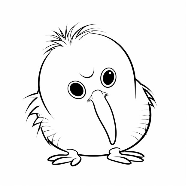 a drawing of a bird with a big beak and big eyes generative ai