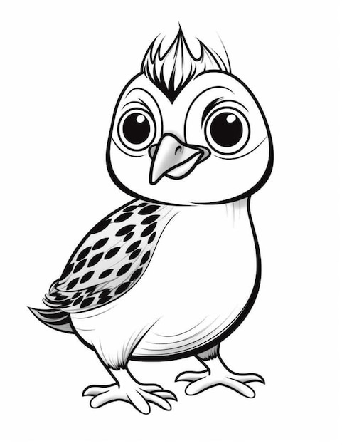 A drawing of a bird with big eyes and a mohawk generative ai