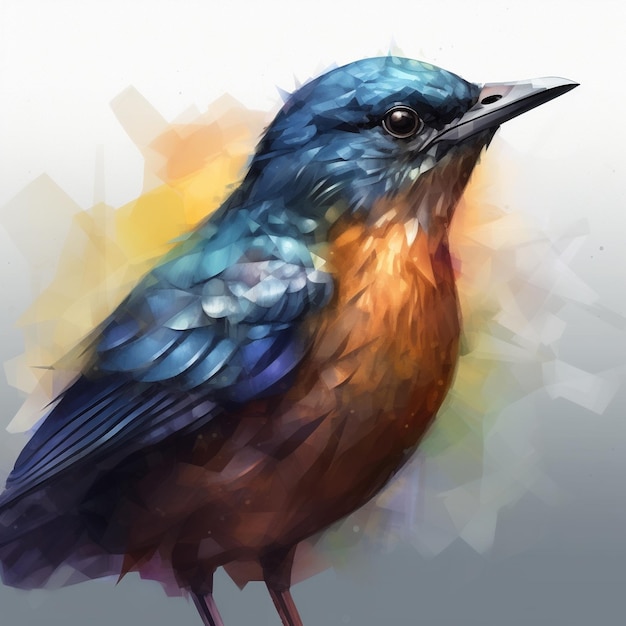 a drawing of a bird with a colorful background