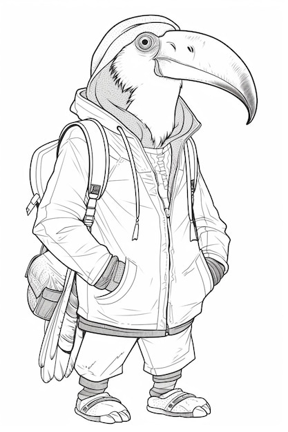 A drawing of a bird with a hoodie that says'i'm a bird '