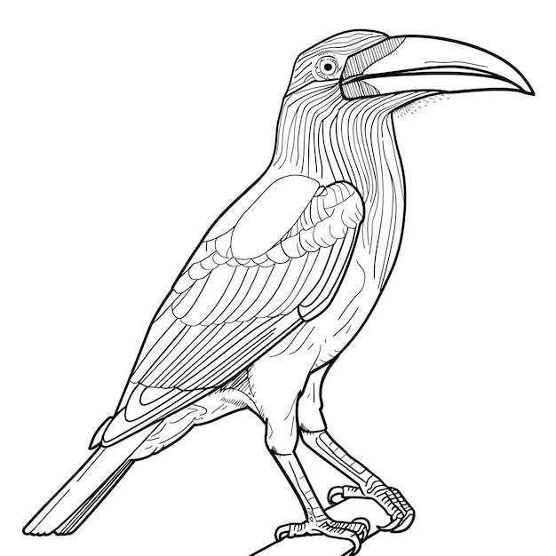 a drawing of a bird with a long beak