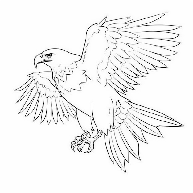 A drawing of a bird with wings spread out generative ai