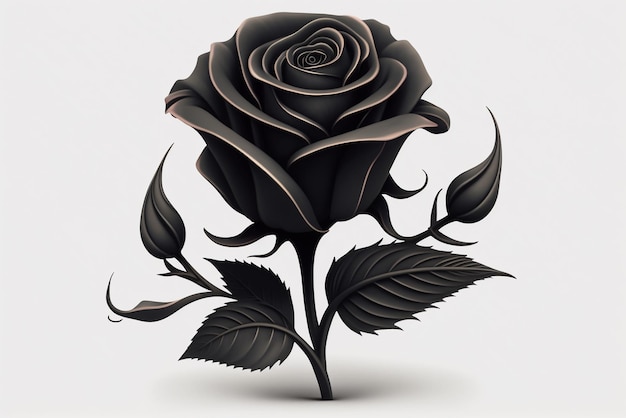 drawing of a black rose on a white background