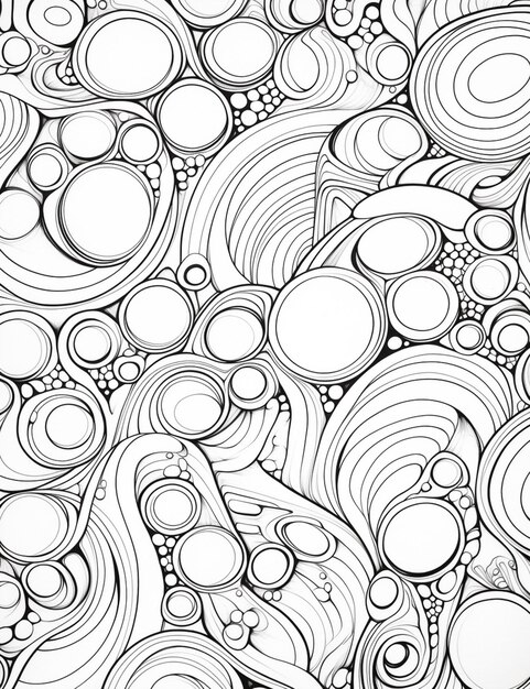 Photo a drawing of a black and white abstract pattern with circles generative ai