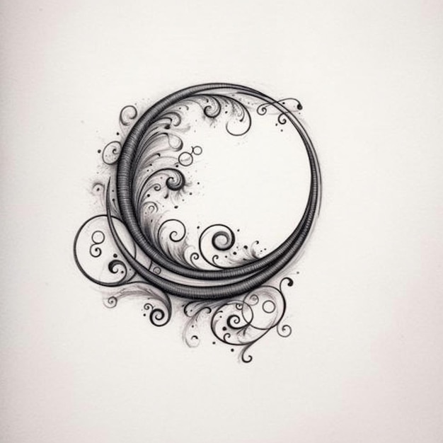 Photo a drawing of a black and white swirly letter o generative ai