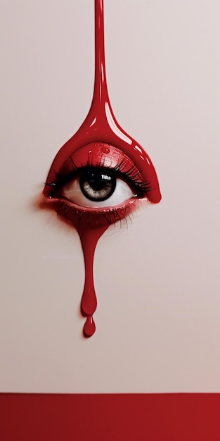 「目」という文字が描かれた血の滴の絵
