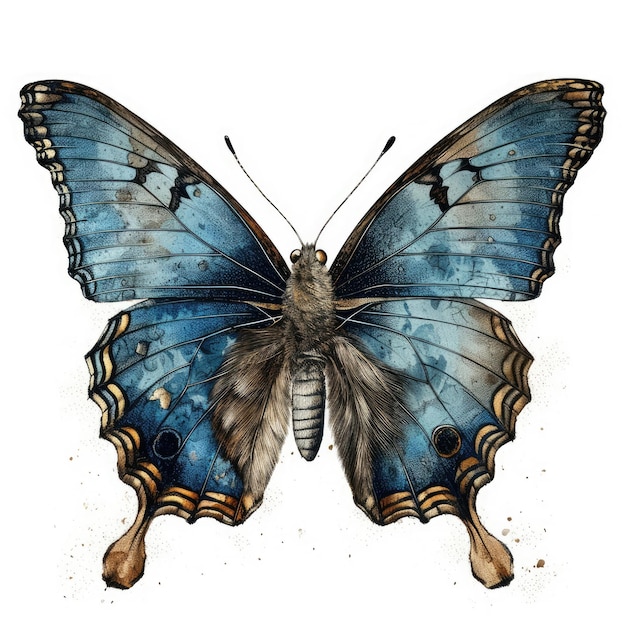 A drawing of a blue butterfly