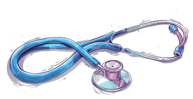 Photo a drawing of a blue cord and a pair of scissors