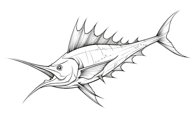 Photo a drawing of a blue marlin fish