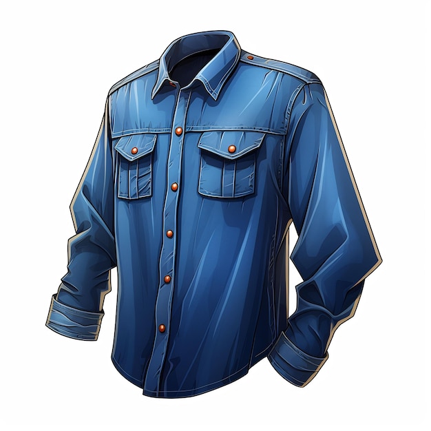 a drawing of a blue shirt with a button down and a pocket