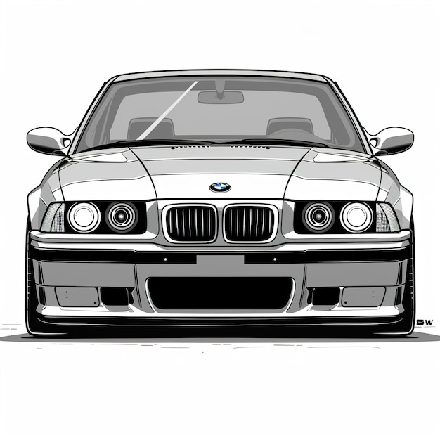 Photo a drawing of a bmw with the license plate number 8