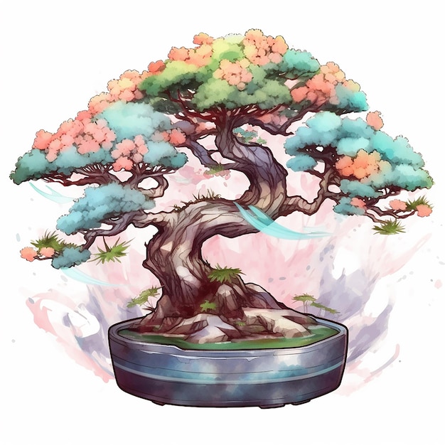 「bonsai」というタイトルが付いた盆栽の絵