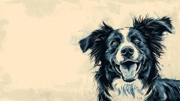 Photo a drawing of a border collie dog