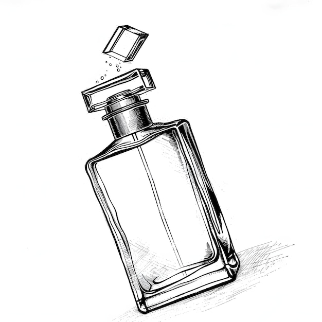 상단 이 있는 향수 병의 그림