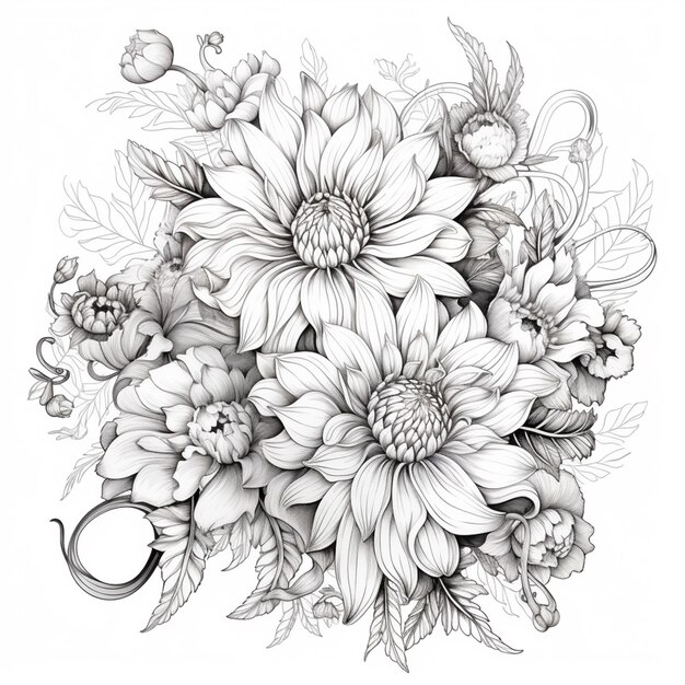 рисунок букета цветов с кольцом генеративный ai