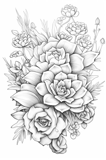 A drawing of a bouquet of flowers.