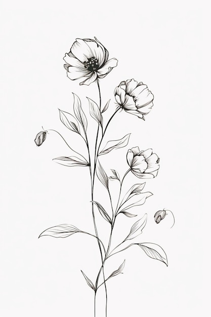 A drawing of a bouquet of flowers