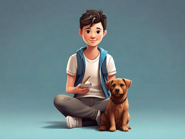 a drawing of a boy and a dog with a book called quot the dog quot