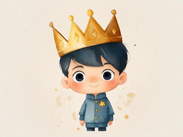 a drawing of a boy wearing a crown