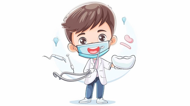 口に歯ブラシをつけた男の子の絵