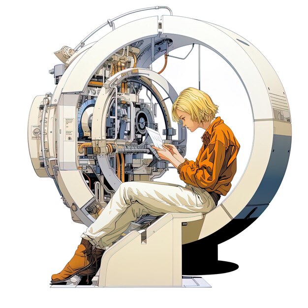 a drawing of a boy working on a machine that says  the engineer