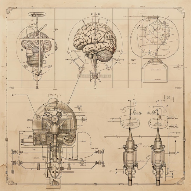 a drawing of a brain with the brain labeled  brain